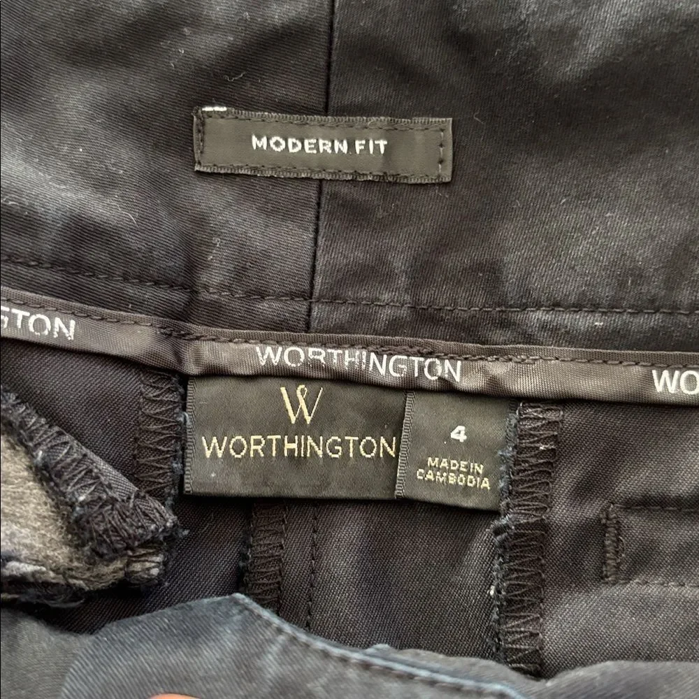 Worthington Black Modern Fit Satin Finish Bermuda Chino Casual Shorts Size 4
